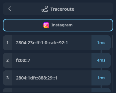 IXC ACS traceroute diagnostic - network path analysis